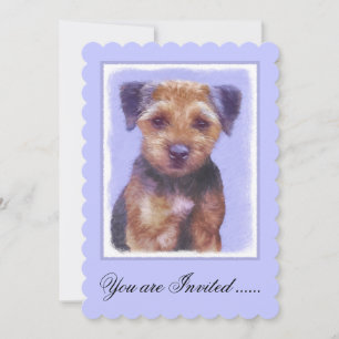 Border Terrier Painting - Cute Original Dog Art Invitation