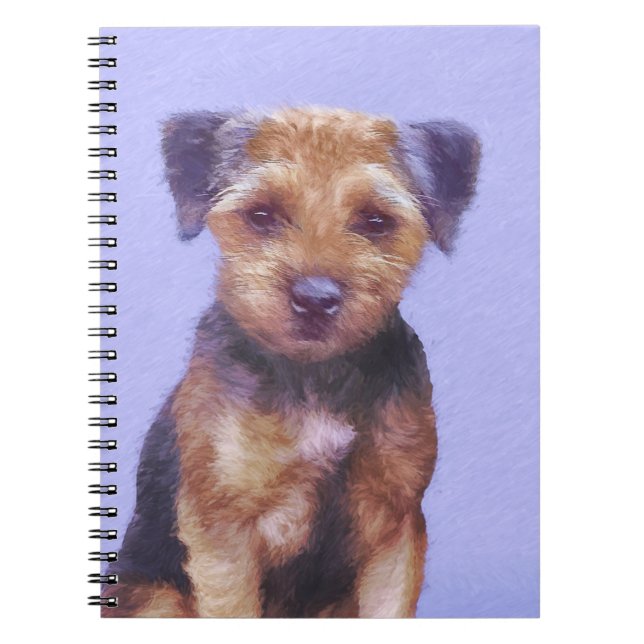 Border Terrier Painting - Cute Original Dog Art Notebook (Front)