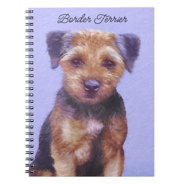 Border Terrier Painting - Cute Original Dog Art Notebook (Front)