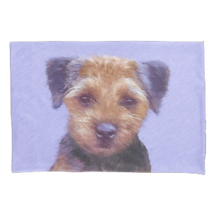 Border Terrier Painting - Cute Original Dog Art Pillowcase