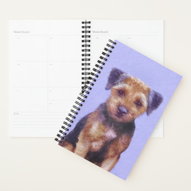 Border Terrier Painting - Cute Original Dog Art Planner (Display)