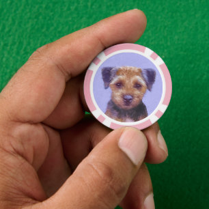 Border Terrier Painting - Cute Original Dog Art Poker Chips