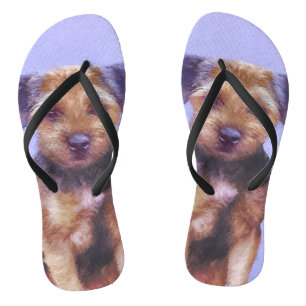 Border Terrier Painting - Cute Original Dog Art Thongs