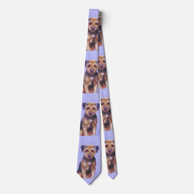 Border Terrier Painting - Cute Original Dog Art Tie (Front)