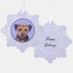 Border Terrier Painting - Cute Original Dog Art Tree Decoration Card