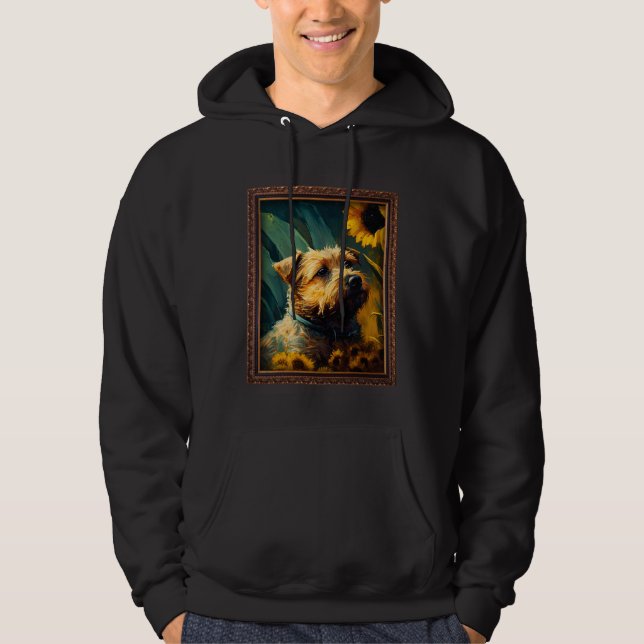 Border Terrier Painting Sunflower Flower Mom Women Hoodie (Front)