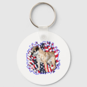 Border Terrier Patriot Key Ring