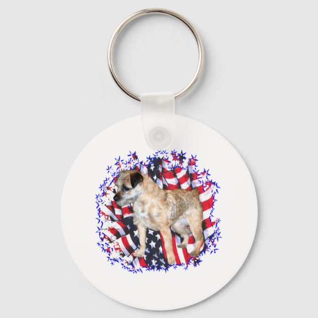Border Terrier Patriot Key Ring (Front)