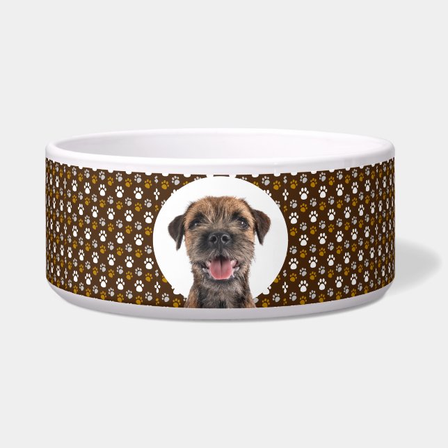 Border Terrier Personalise Photo & Name Dog  Bowl (Front)