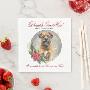 Border Terrier Poinsettia Dogs Photo Napkin