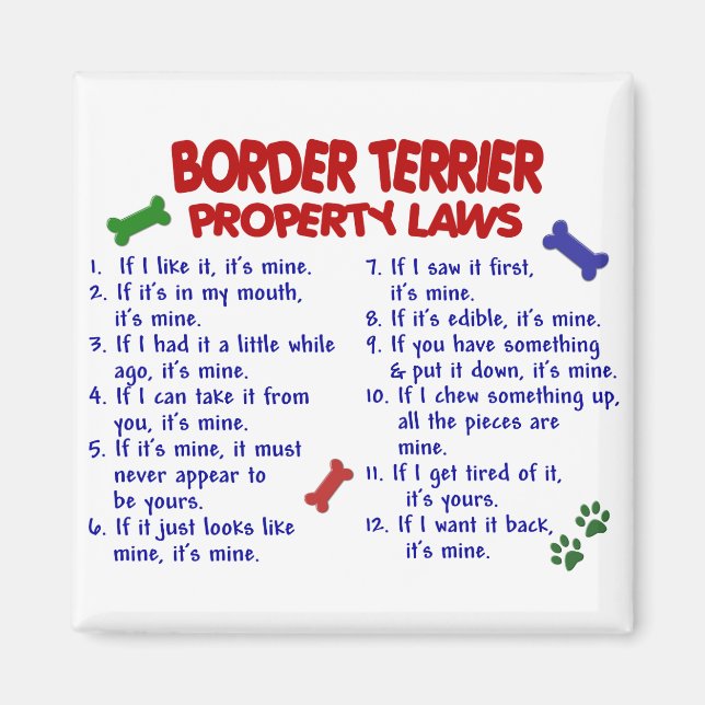 BORDER TERRIER Property Laws 2 Magnet (Front)