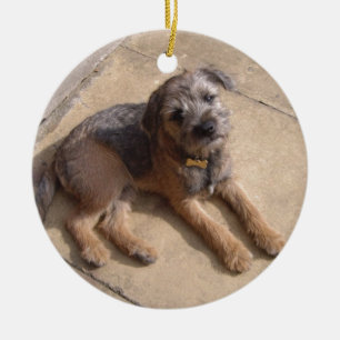 Border Terrier Puppy Ceramic Tree Decoration