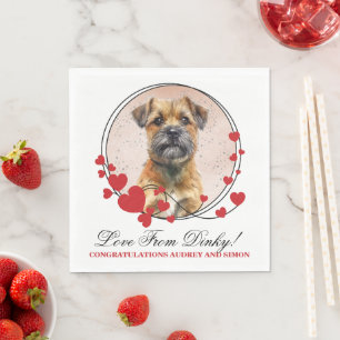 Border Terrier Red Heart Frame Dog Photo Napkin