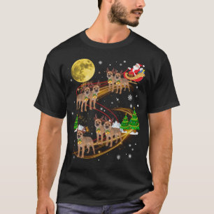 Border Terrier Reindeer Christmas Dog Riding Santa T-Shirt