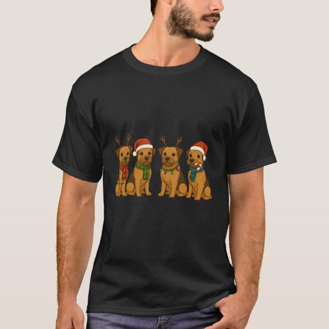 Border Terrier Santa Hat Tee Dog Merry Christmas (Front)