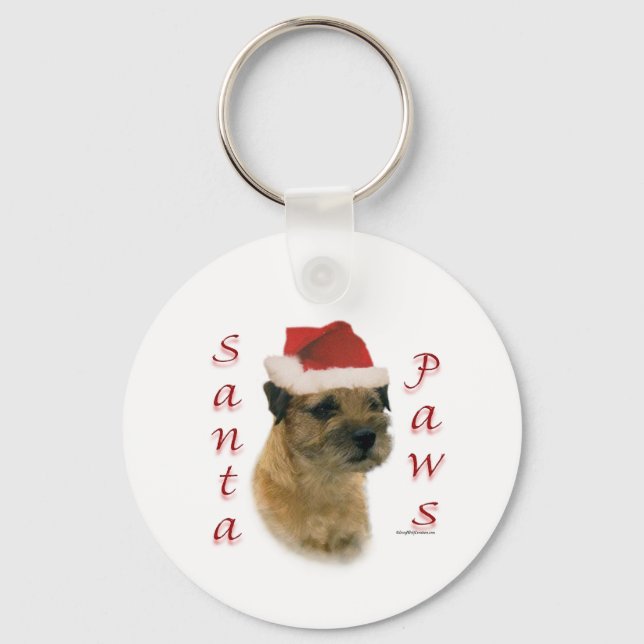Border Terrier Santa Paws Key Ring (Front)