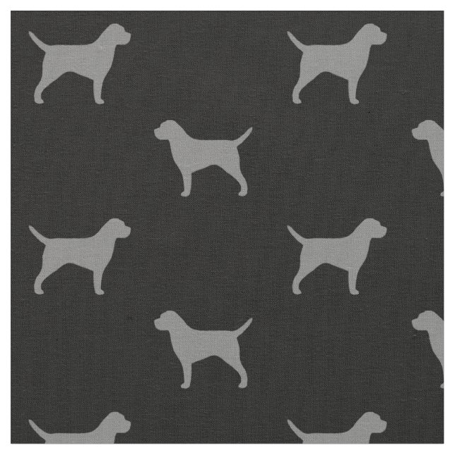 Border Terrier Silhouettes Grey and Black Fabric (Close Up)