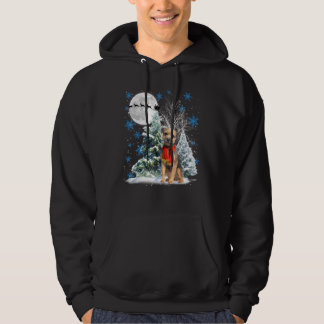 Border Terrier Under Moonlight Snow Christmas Paja Hoodie