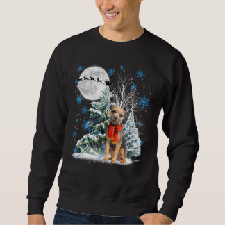 Border Terrier Under Moonlight Snow Christmas Paja Sweatshirt