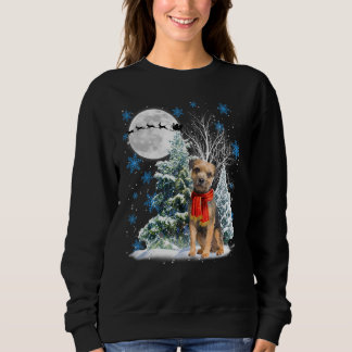 Border Terrier Under Moonlight Snow Christmas Paja Sweatshirt