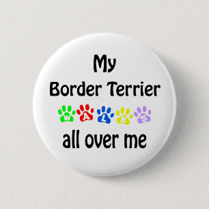 Border Terrier Walks Design 6 Cm Round Badge