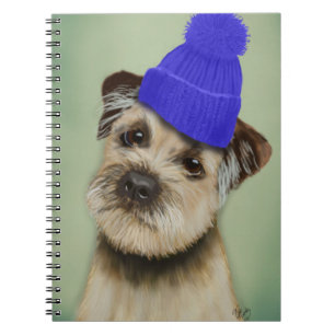Border Terrier with Blue Bobble Hat Notebook