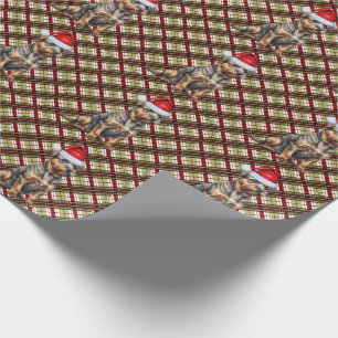 Border Terrier with Red and Green Christmas Wrapping Paper