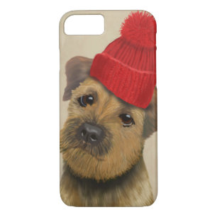 Border Terrier with Red Bobble Hat iPhone 8/7 Case