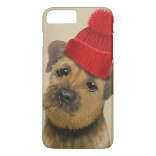 Border Terrier with Red Bobble Hat iPhone 8 Plus/7 Plus Case