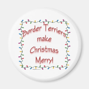 Border Terriers Make Christmas Merry - Magnet