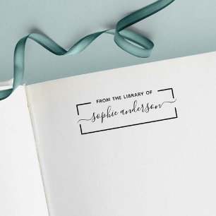 Bordered From The Library Of Trendy Script Name Self-inking Stamp