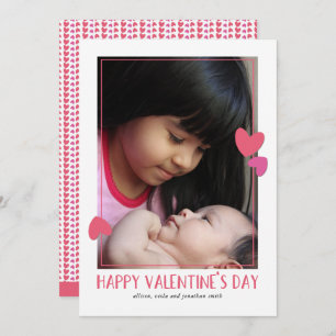 Bordered Hearts Valentine Day Photo Card