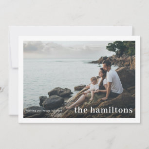 Bordered Photocard Large Family Name Christmas Holiday Card
