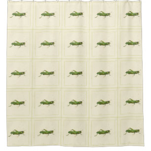 Bordered Print of Green Grasshopper Shower Curtain