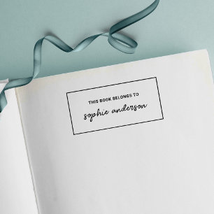 Bordered Stylish Script Name This Book Belongs To Self-inking Stamp