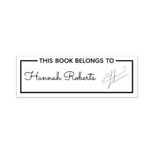 Bordered This Book Belongs To Trendy Script Name Self-inking Stamp