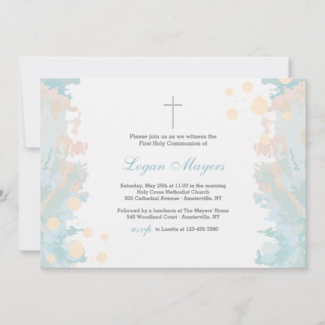 Borders in Acrylic Religious  Invitation (Front)