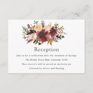 Bordo Peach Watercolor Floral Wedding Enclosure Card