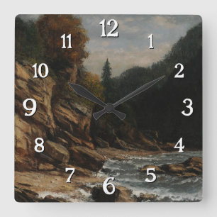 Bords du lac Léman – Gustave Courbet Square Wall Clock