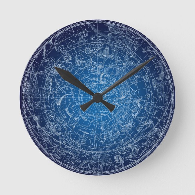 Boreal Hemysphere Sky constellations Round Clock (Front)