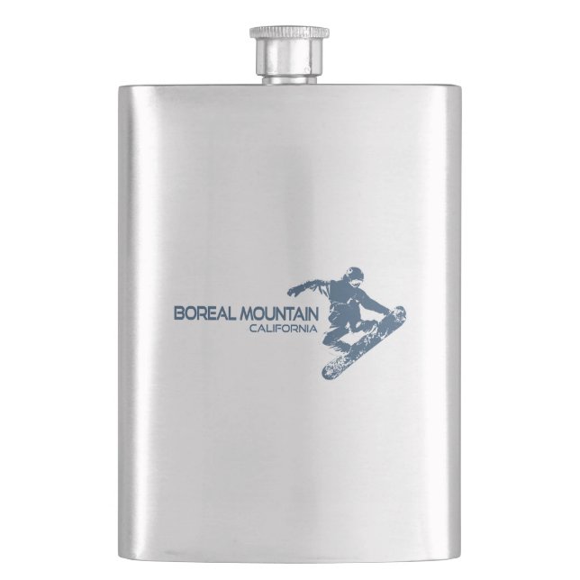 Boreal Mountain California Snowboarder Hip Flask (Front)