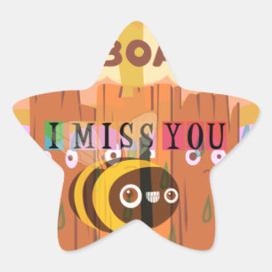  Bored Bee: A Rainy Day Mood. "I Miss You" Star Sticker