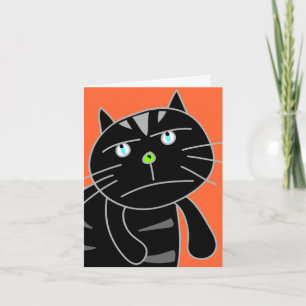 Bored Black Cat Blank Card