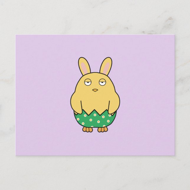 Bored Bunny Chick 02 Holiday Postcard (Front)