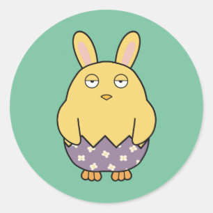 Bored Bunny Chick 03 Classic Round Sticker
