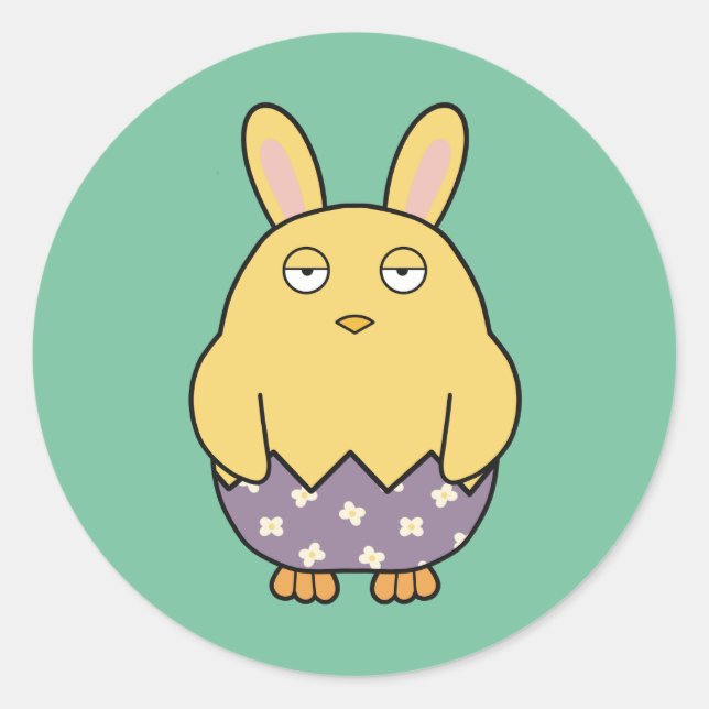 Bored Bunny Chick 03 Classic Round Sticker (Front)