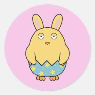 Bored Bunny Chick 04 Classic Round Sticker