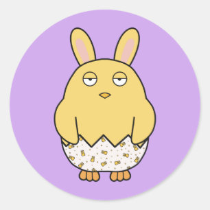 Bored Bunny Chick Classic Round Sticker