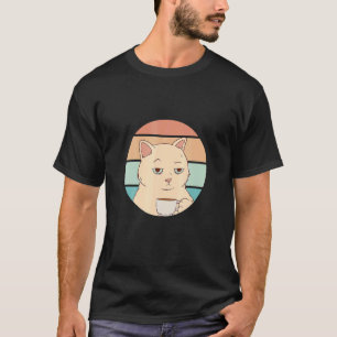 Bored Cat With Coffee Retro Sunshine Graphic T-Shirt