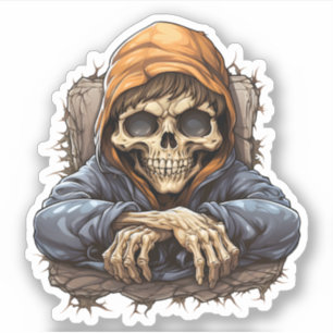 Bored Skeleton Sitting In Forest Cool Skeleton